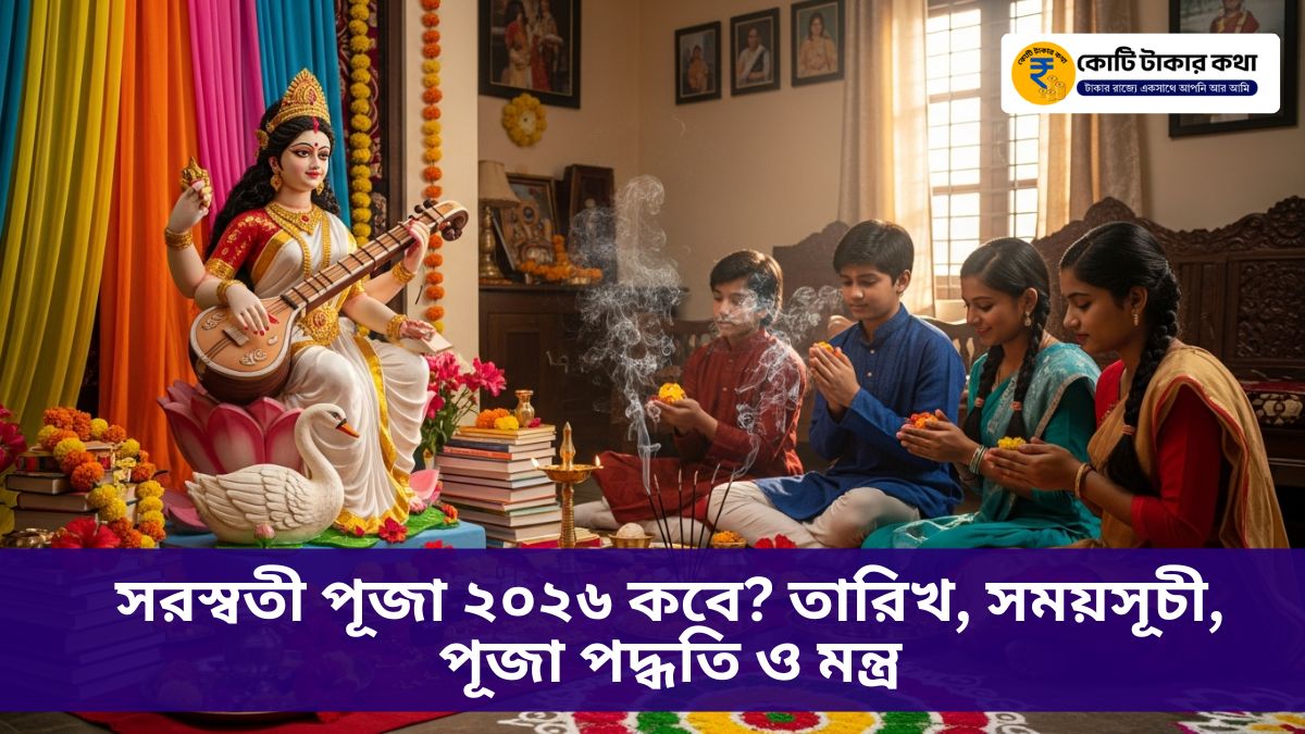 সরস্বতী পূজা ২০২৬ কবে? তারিখ, সময়সূচী, পূজা পদ্ধতি ও মন্ত্র